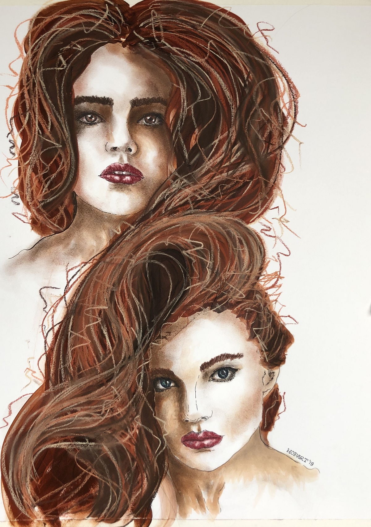 Dubble portrait ladies, 50 x 70 cm