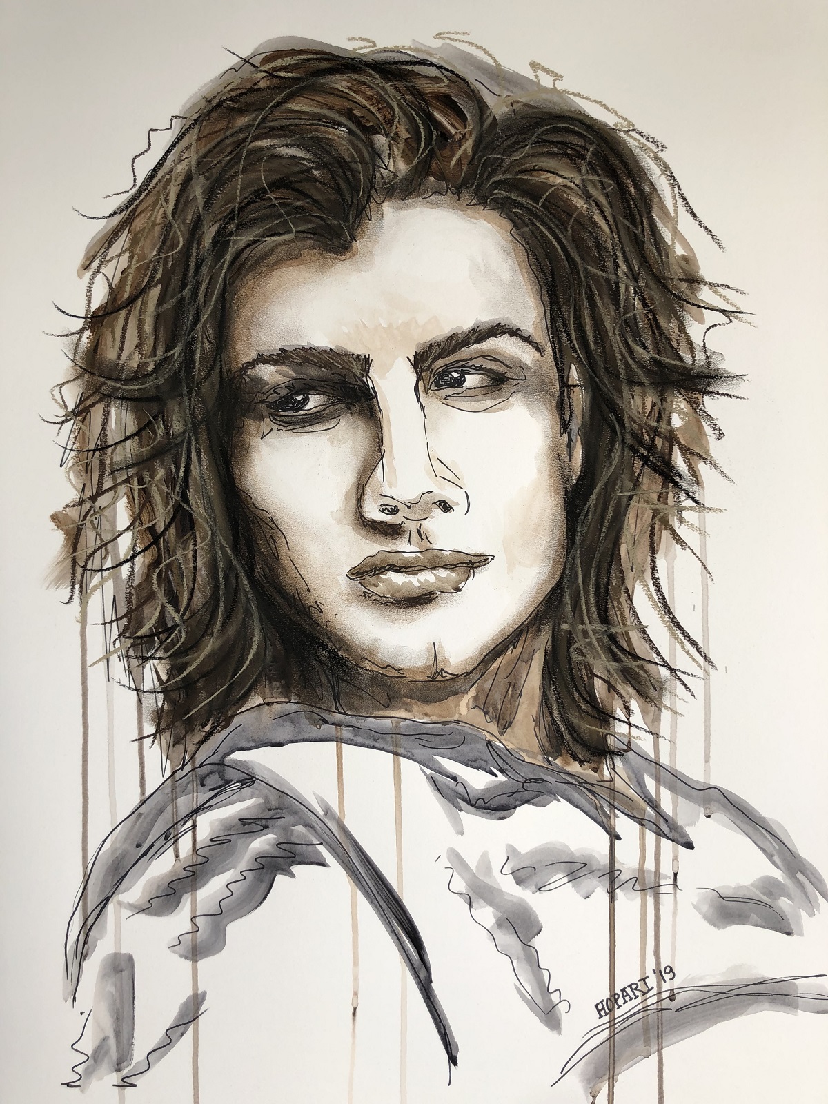 Portrait of 50 x 70 cm on paper